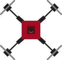 Black and red drone camera on white background. vector