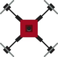 Black and red drone camera on white background. vector