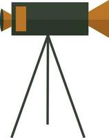 Black and brown video camera on tripod. vector