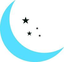 Half moon with stars on white background. vector