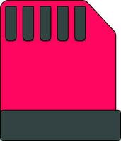 Isolated memory card in black and pink color. vector