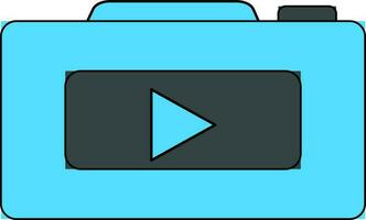 Black and blue camera with play button. vector