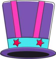 Magical hat in color with star for carnival concept. vector