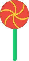 Red lolipop candy in flat style. vector