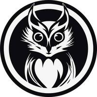 baby owl black and white vector