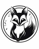 black and white fox logo vector