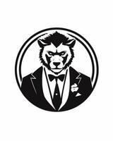 lion in a suit logo vector