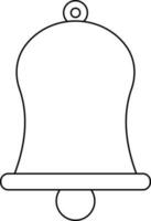 Black line art jingle bell on background. vector