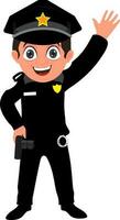 Boy character in policeman dress. vector