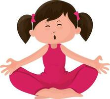 Cute character of a little girl doing yoga. vector