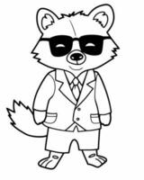 happy raccoon dressed up vector