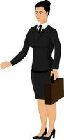 Business woman character holding briefcase. vector