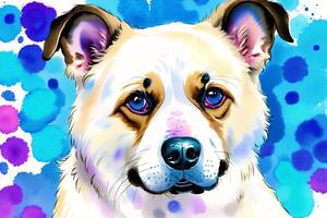 Watercolor painting of the Aidi Dog. The Majestic Aidi the Guardian of the Atlas Mountains. photo
