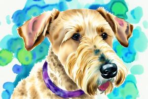 Watercolor painting of the Airedale Terrier Dog. A Versatile and Loyal Companion. photo