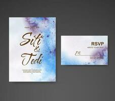 Wedding invitation with abstract watercolor background vector