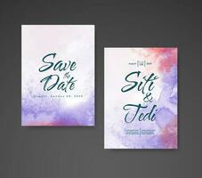 Wedding invitation with abstract watercolor background vector