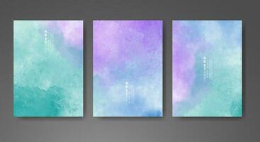 Cards with watercolor background. Design for your cover, date, postcard, banner, logo. vector