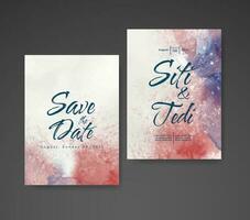 Wedding invitation with abstract watercolor background vector