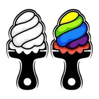 brush and ice cream logo design vector