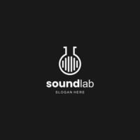 sound lab logo, lab bottle combine with mixer audio logo design modern concept vector