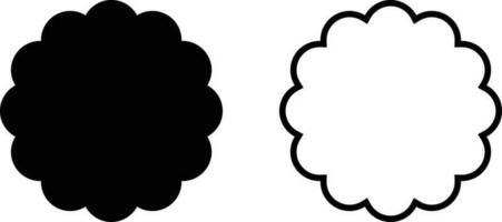 Scalloped circle shape set vector in two styles isolated on white background