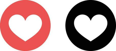 Love button icon set vector in black and red for social media and app. love symbol