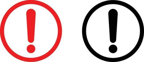 rojo y negro exclamación marca círculos aislado en blanco antecedentes. vector ilustración