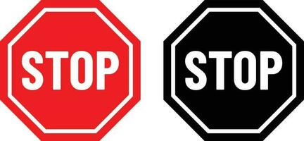 red and black stop road sign set. Warning road information for drivers and pedestrians. vector illustration
