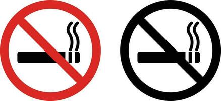 no smoking sign set in red and black isolated on white background vector