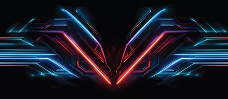 Featuring a unique combination of neon lights and black backgrounds, this futuristic sci-fi abstract design is perfect for creating banners or ads that are both stylish and memorable photo