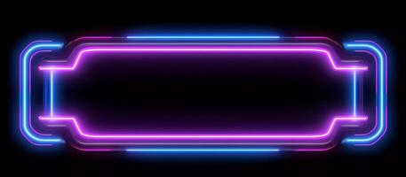 perfect choice for businesses looking for a design that is both futuristic and edgy, this abstract blue and purple neon light shape design on a black background photo