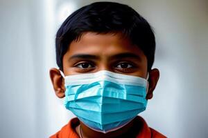 An indian boy wearing protective mask. COVID 19. Mask-Wearing with Confidence. photo