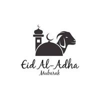 contento eid al-adha Mubarak islámico religión mezquita cabra logo diseño vector