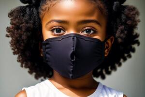 A black girl wearing protective mask. COVID 19. Mask-Wearing with Confidence. photo