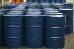 Oil barrels blue or chemical drums vertical photo