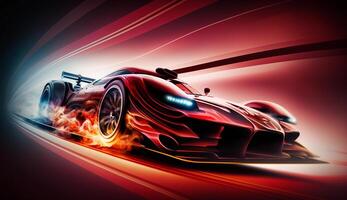 Sport car on the road with motion blur fast background, photo