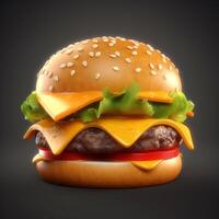 Big tasty cheeseburger on a dark background, photo