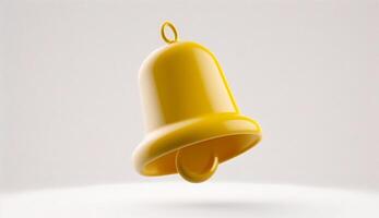 Yellow Christmas bell isolated on white background, photo