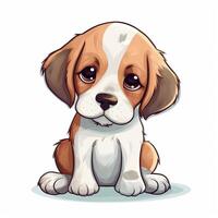 Cute puppy dog sit in white isolated background, photo