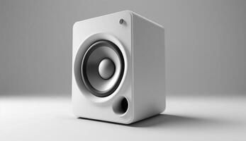 White loudspeaker isolated in a studio background, photo