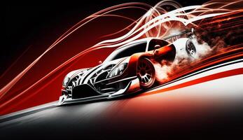 Sport car on the road with motion blur fast background, photo