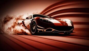 Sport car on the road with motion blur fast background, photo