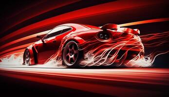 Sport car on the road with motion blur fast background, photo