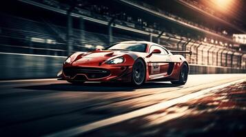 Sport car on the road with motion blur fast background, photo