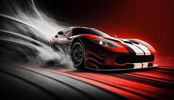 Sport car on the road with motion blur fast background, photo