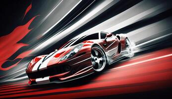 Sport car on the road with motion blur fast background, photo