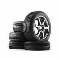 Car tires stack isolated on white background, photo