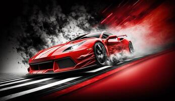 Sport car on the road with motion blur fast background, photo