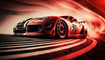 Sport car on the road with motion blur fast background, photo