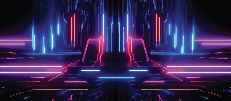 Featuring a unique combination of neon lights and black backgrounds, this futuristic sci-fi abstract design is perfect for creating banners or ads that are both stylish and memorable photo